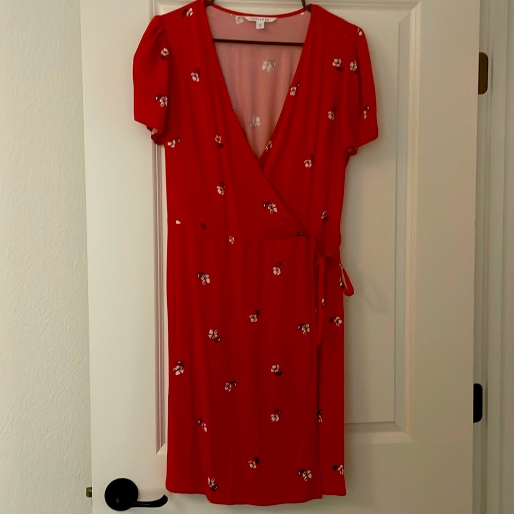 Red summer dress with flowers 🌺